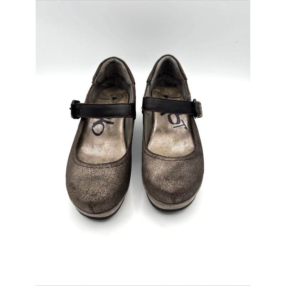 OTBT Aura Womens Mary Jane Wedge Shoes Sz 8.5 M  Pewter Metallic‎ Leather Brown